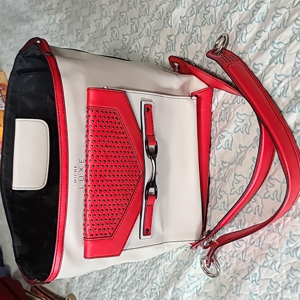 Miche Luxe Hampton Demi Shell W/Straps Beige & Red